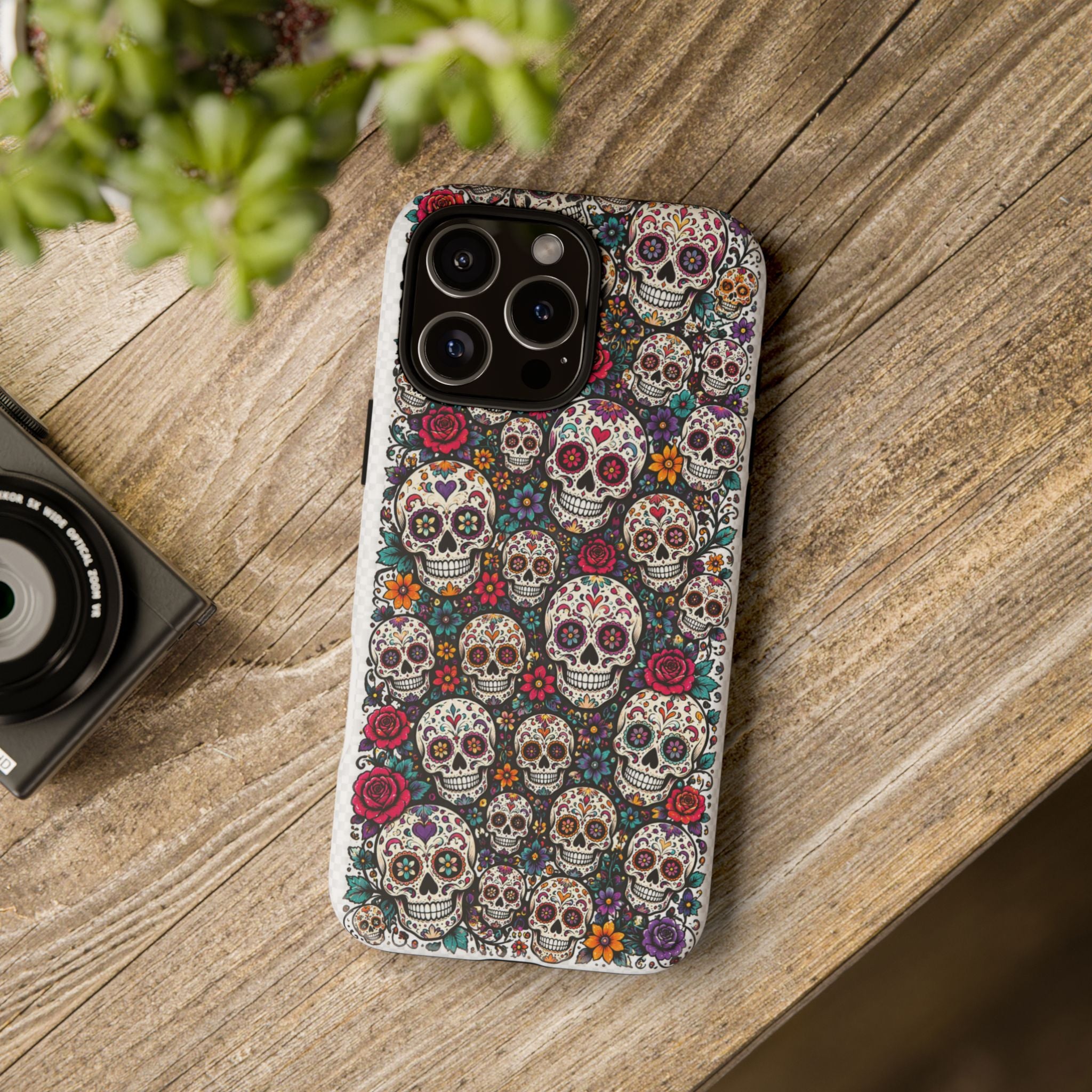 Sugar Skull Tough Phone Case — Floral Day of the Dead Protective Cover