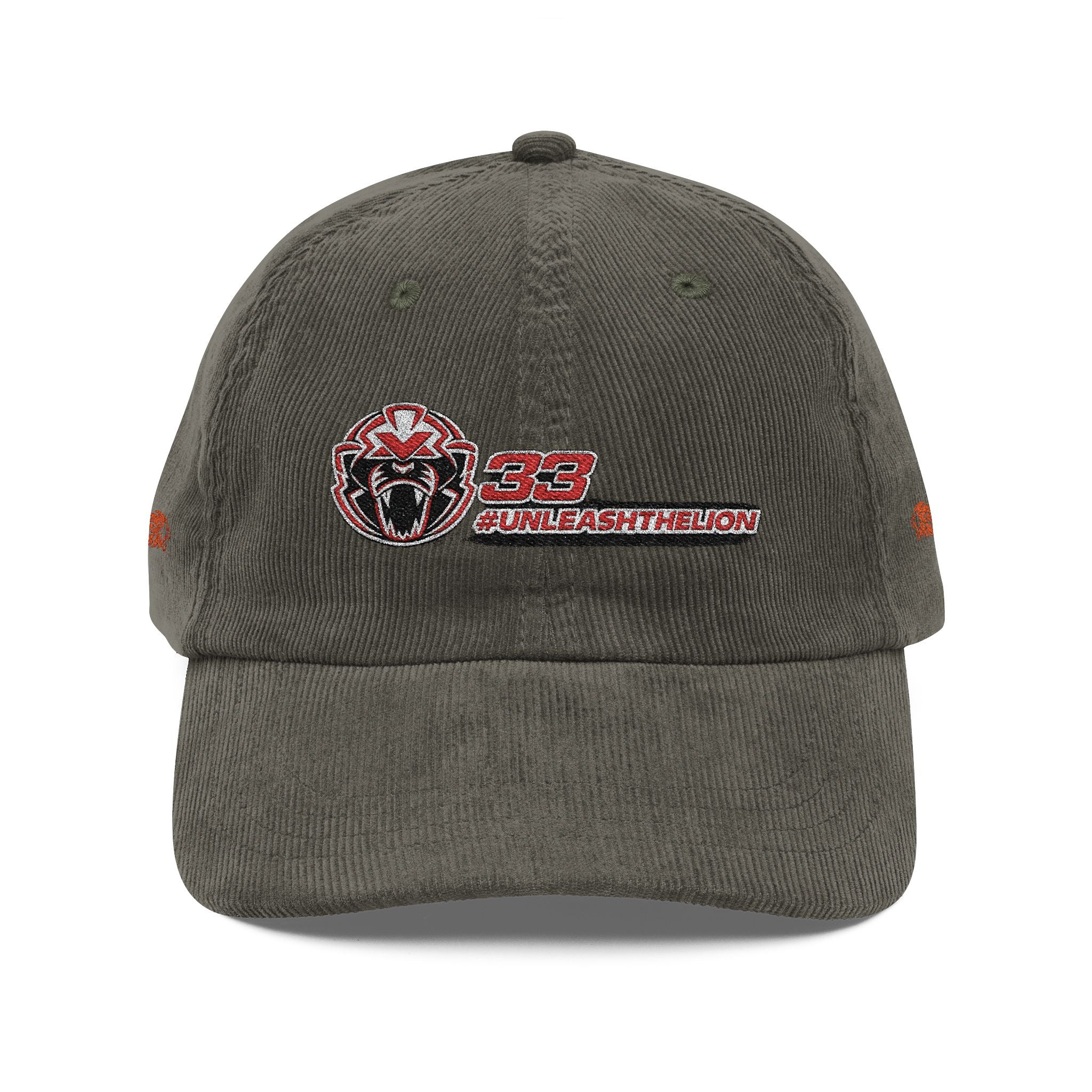 'Unleash the Lion #33' Embroidered Patch Corduroy Vintage Cap
