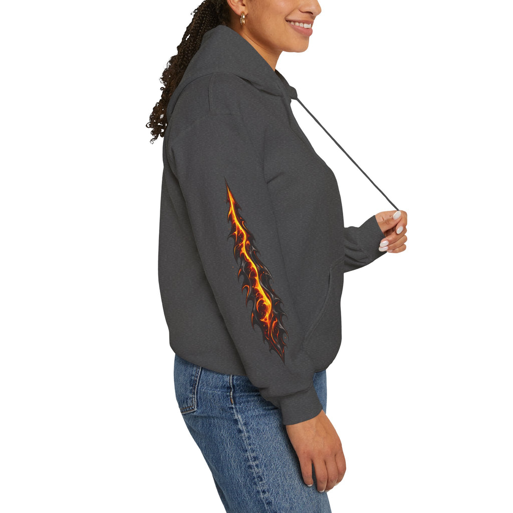 Born From ChaosFlaming Skull Hoodie — Gothic Flame Graphic Pullover