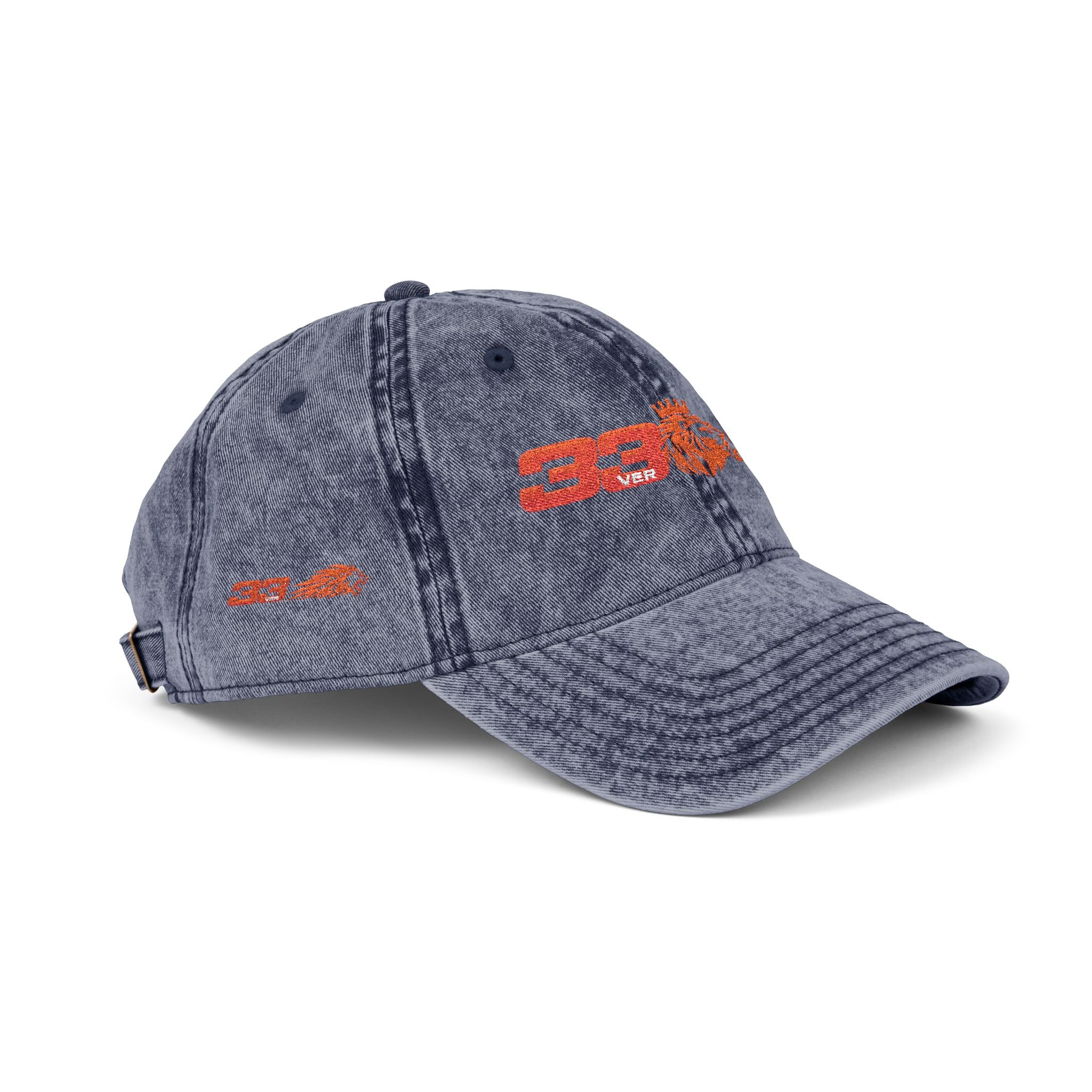 Unleash The Lion #33 Max Verstappen Vintage Embroidered Baseball Cap – Distressed Retro Logo Hat