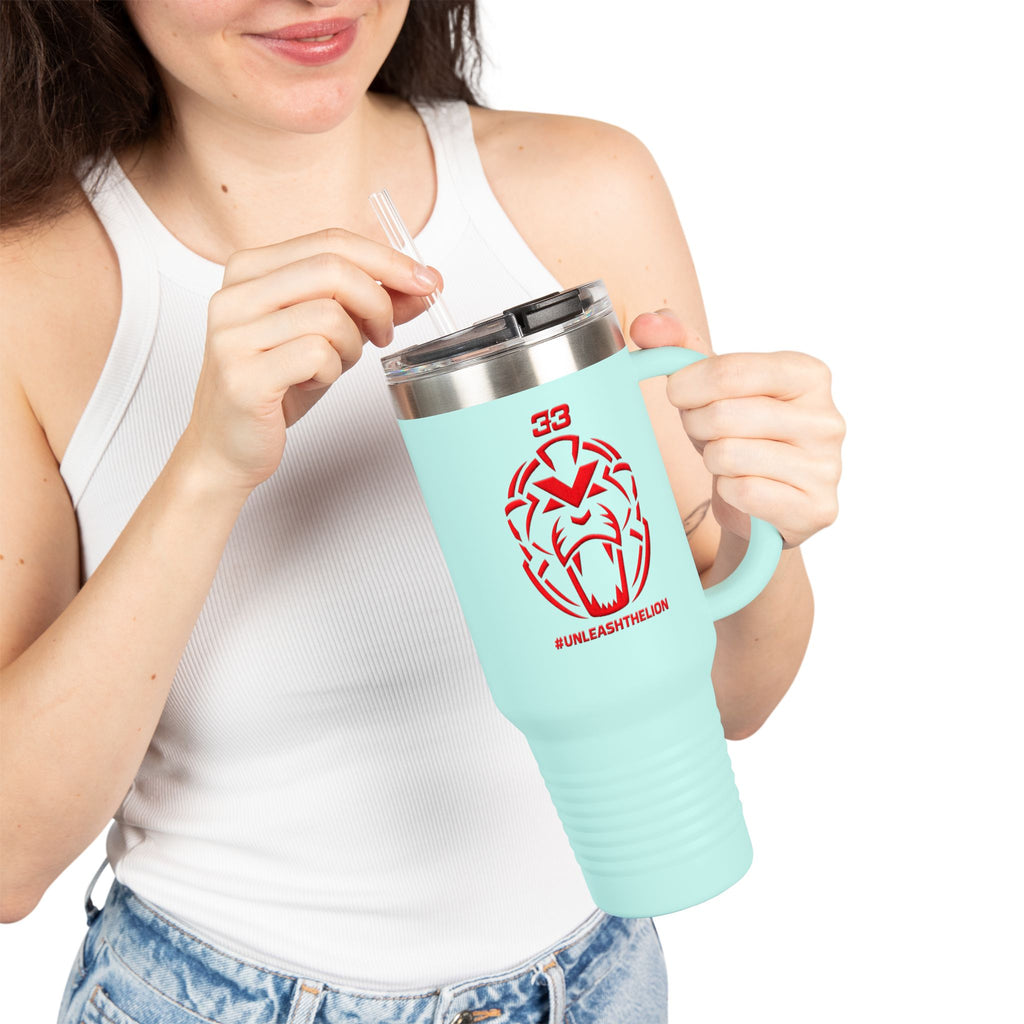 40oz Insulated Travel Mug — Red Lion Emblem "#UNLEASHTHELION"