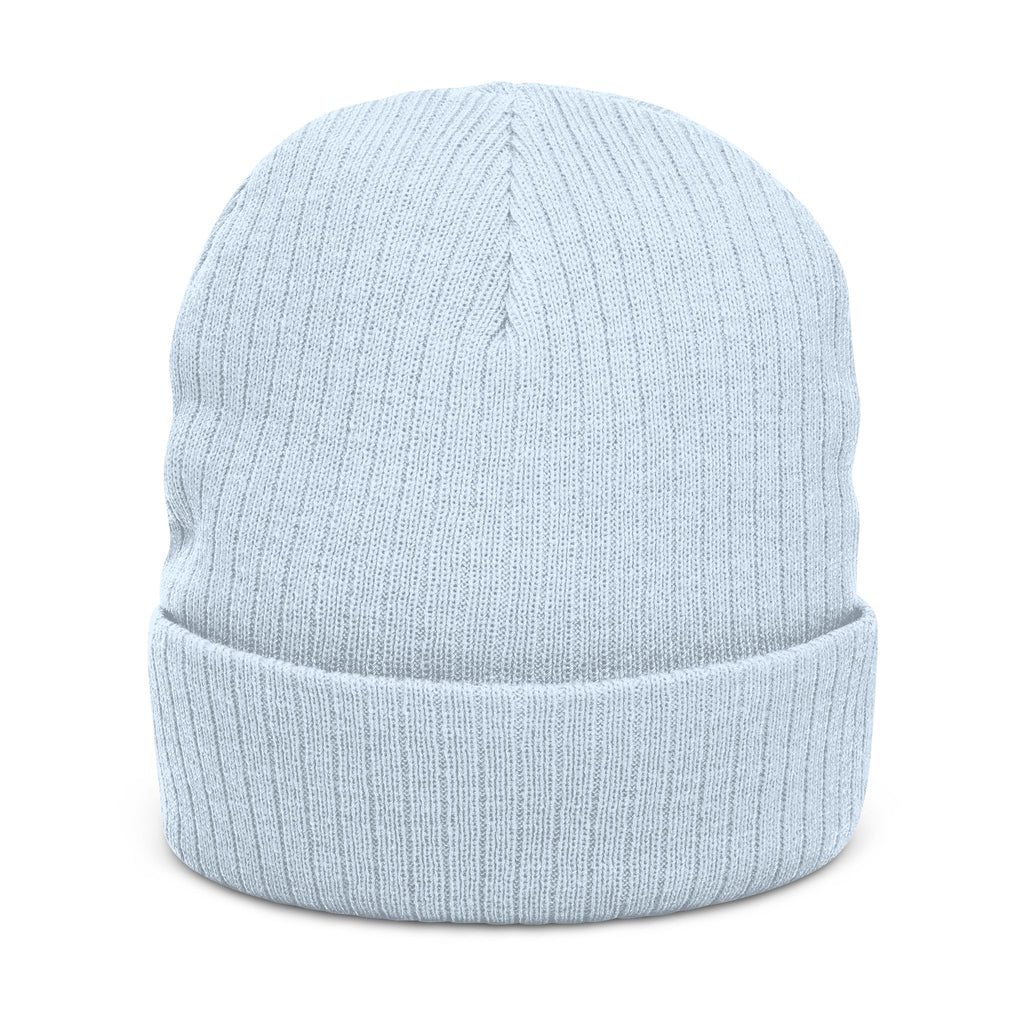 Embroidered Ribbed Beanie — 'SIMPLY LOVELY' Orange Logo Knit Hat