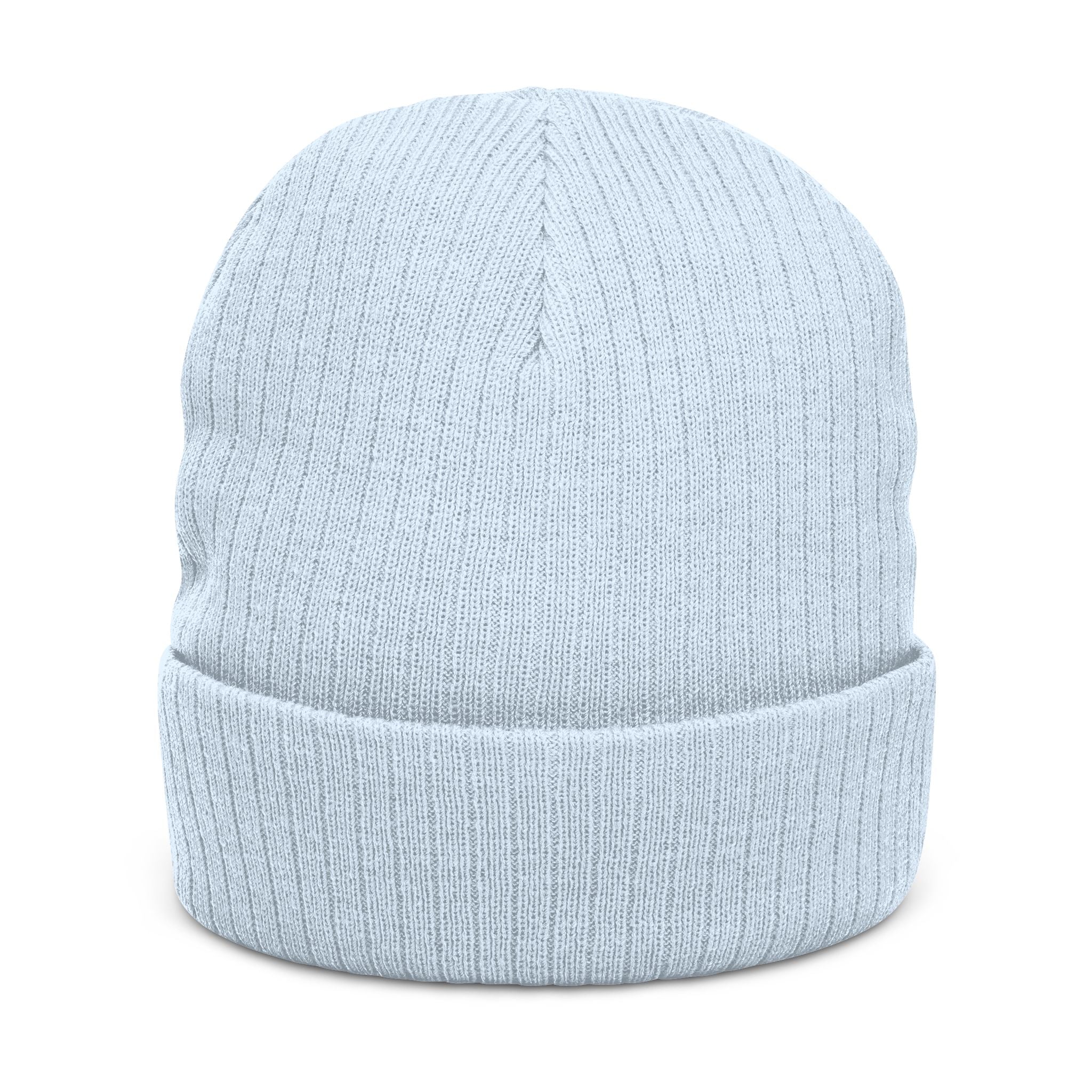Embroidered Ribbed Beanie — 'SIMPLY LOVELY' Orange Logo Knit Hat