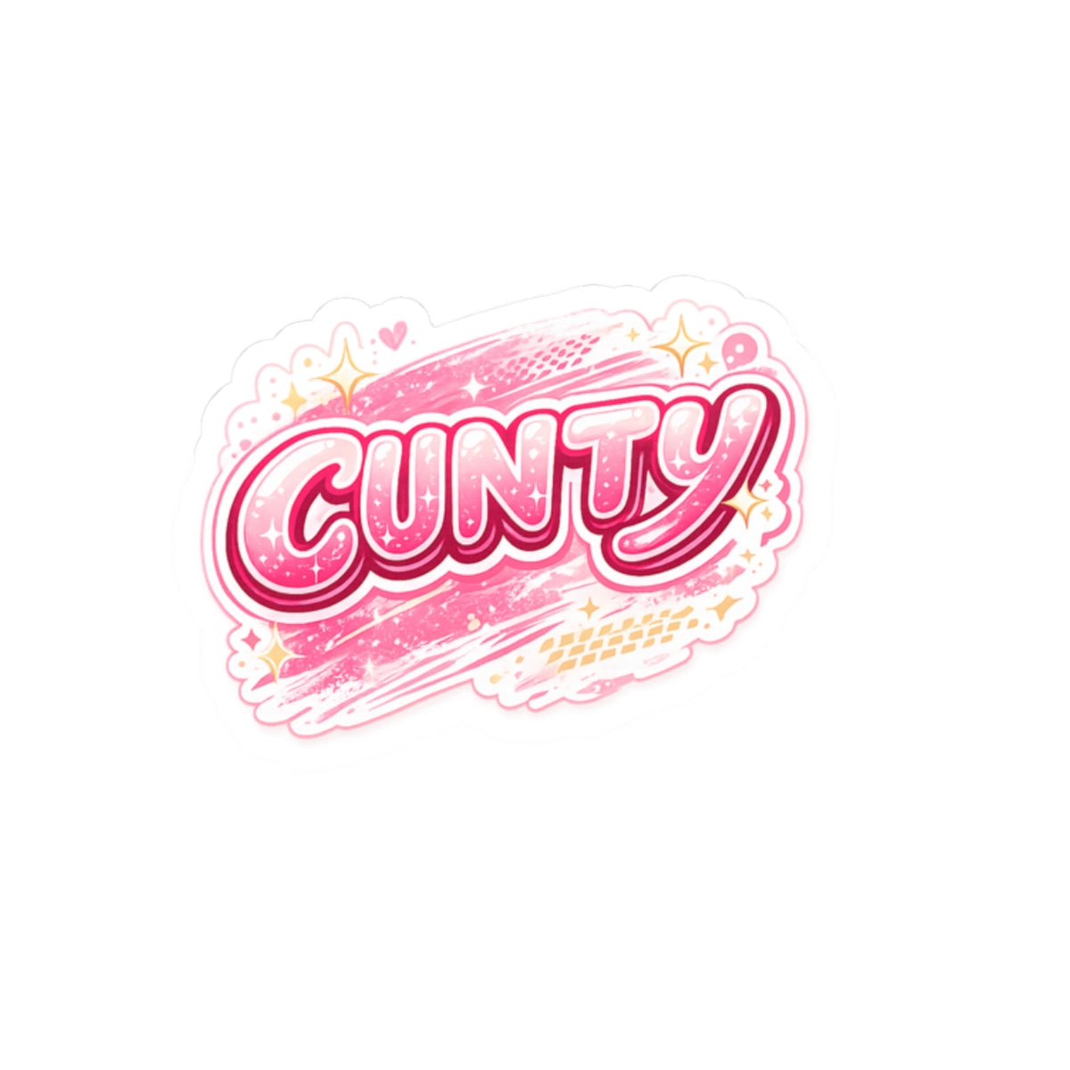 Edgy Pink Glitter "Cunty" Kiss-Cut Sticker
