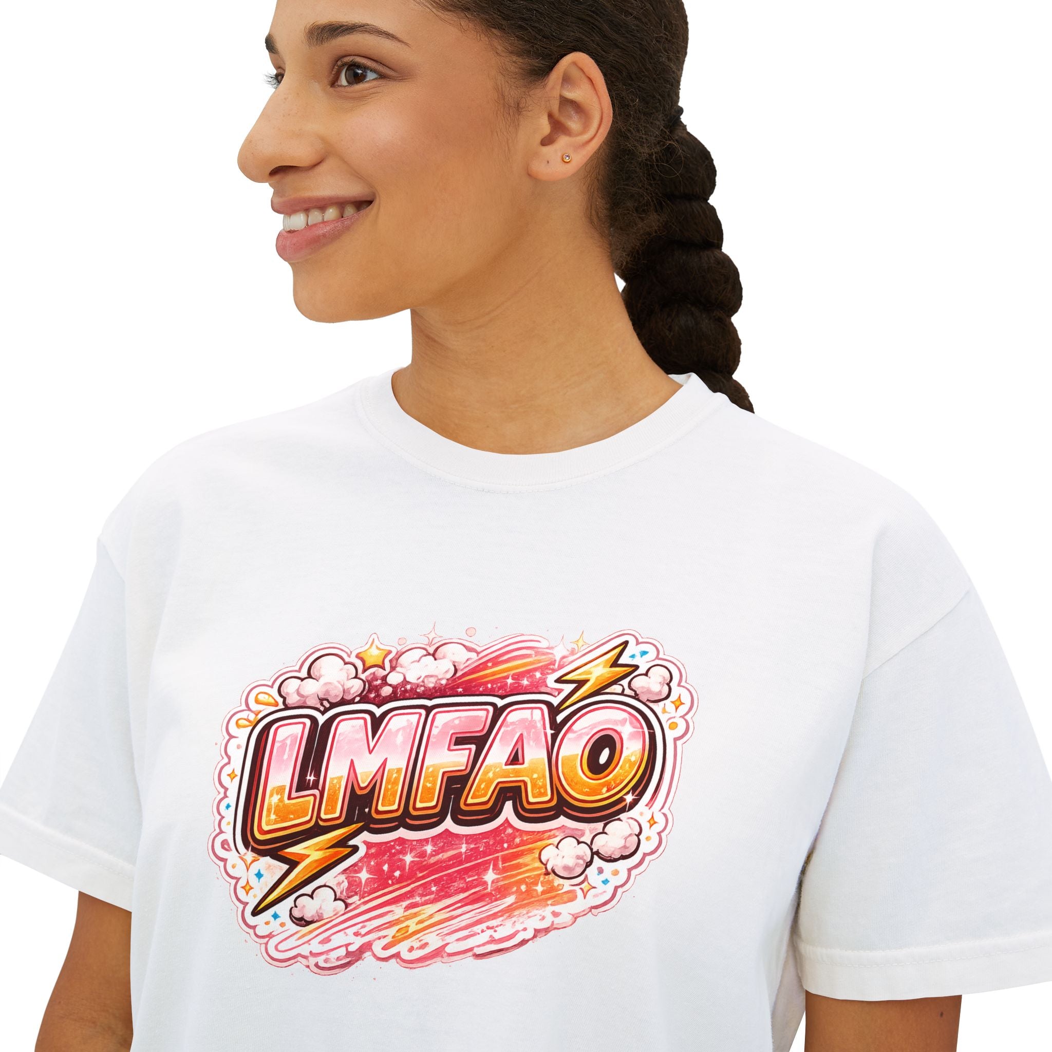 LMFAO Graphic Boxy Tee — Women's Casual Crop T‑Shirt