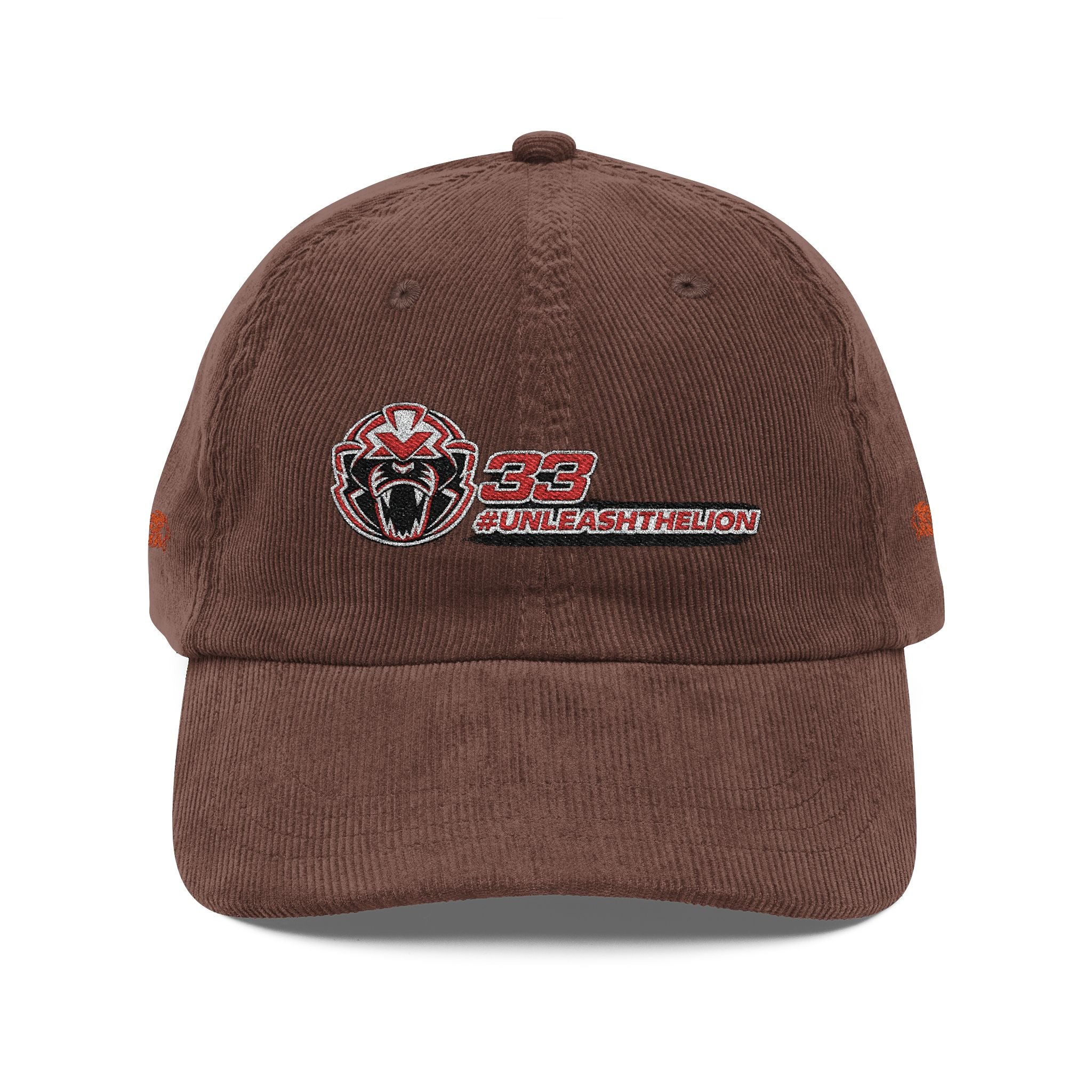'Unleash the Lion #33' Embroidered Patch Corduroy Vintage Cap