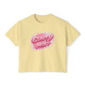 CUNTY....MOI?' Pink Retro Graphic Crop T-Shirt