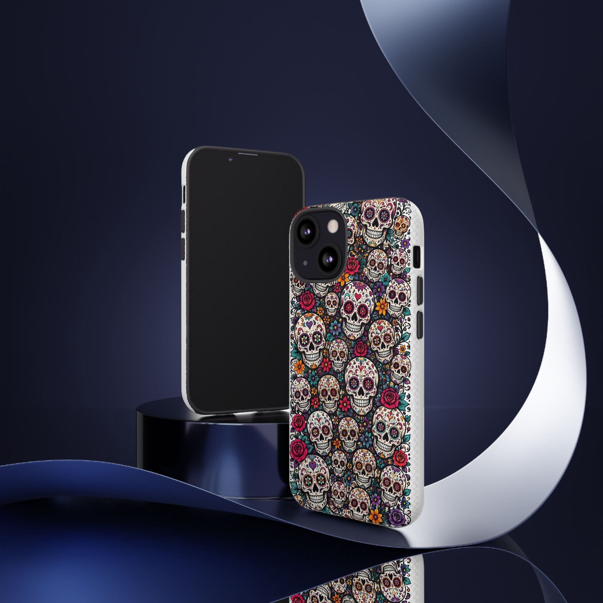 Sugar Skull Tough Phone Case — Floral Day of the Dead Protective Cover