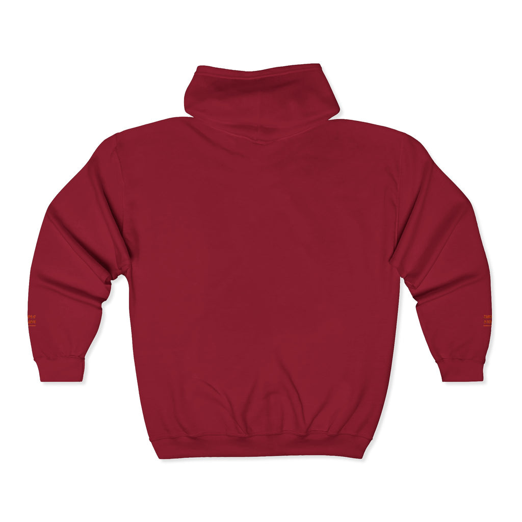 "Simply Lovely"  Zip Hoodie — Small Red Script Chest & Sleeve Design