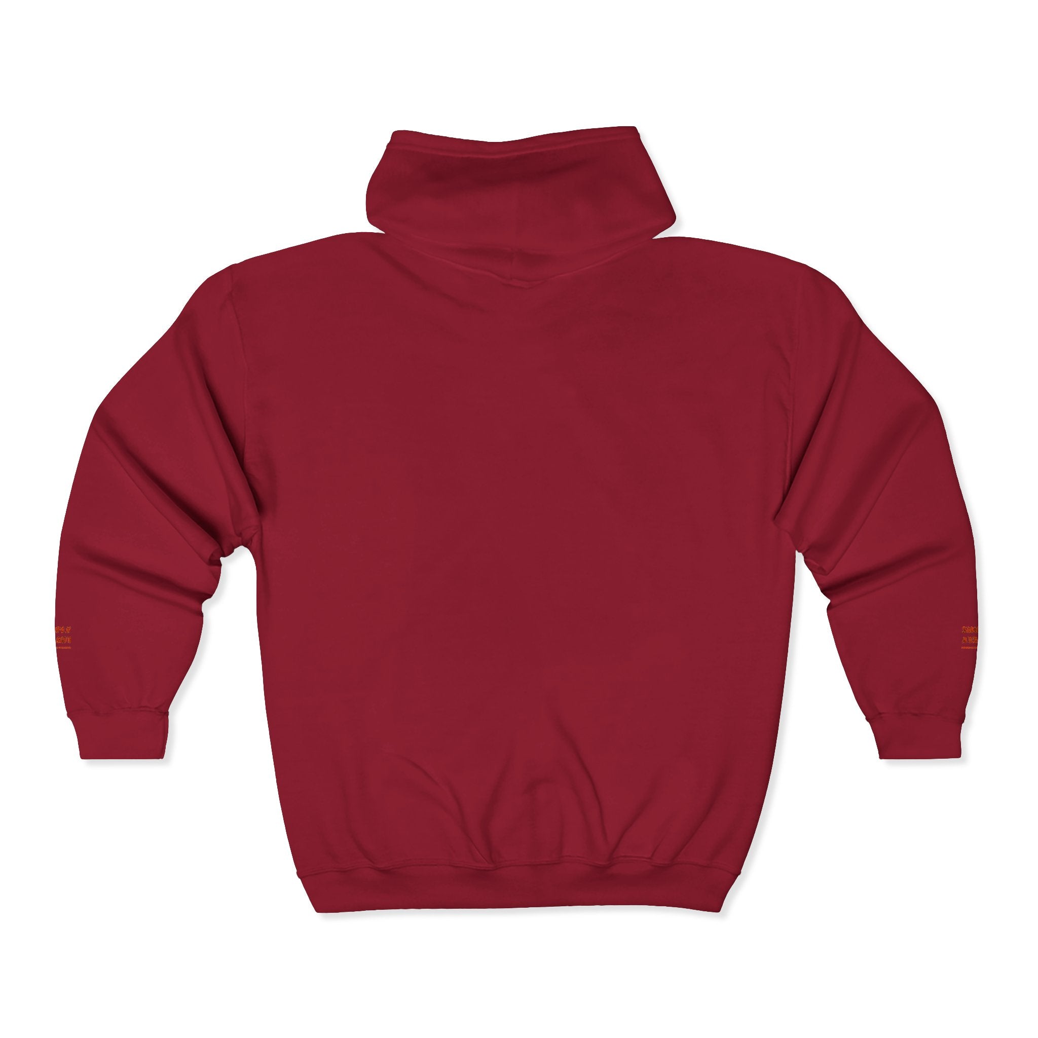 "Simply Lovely"  Zip Hoodie — Small Red Script Chest & Sleeve Design