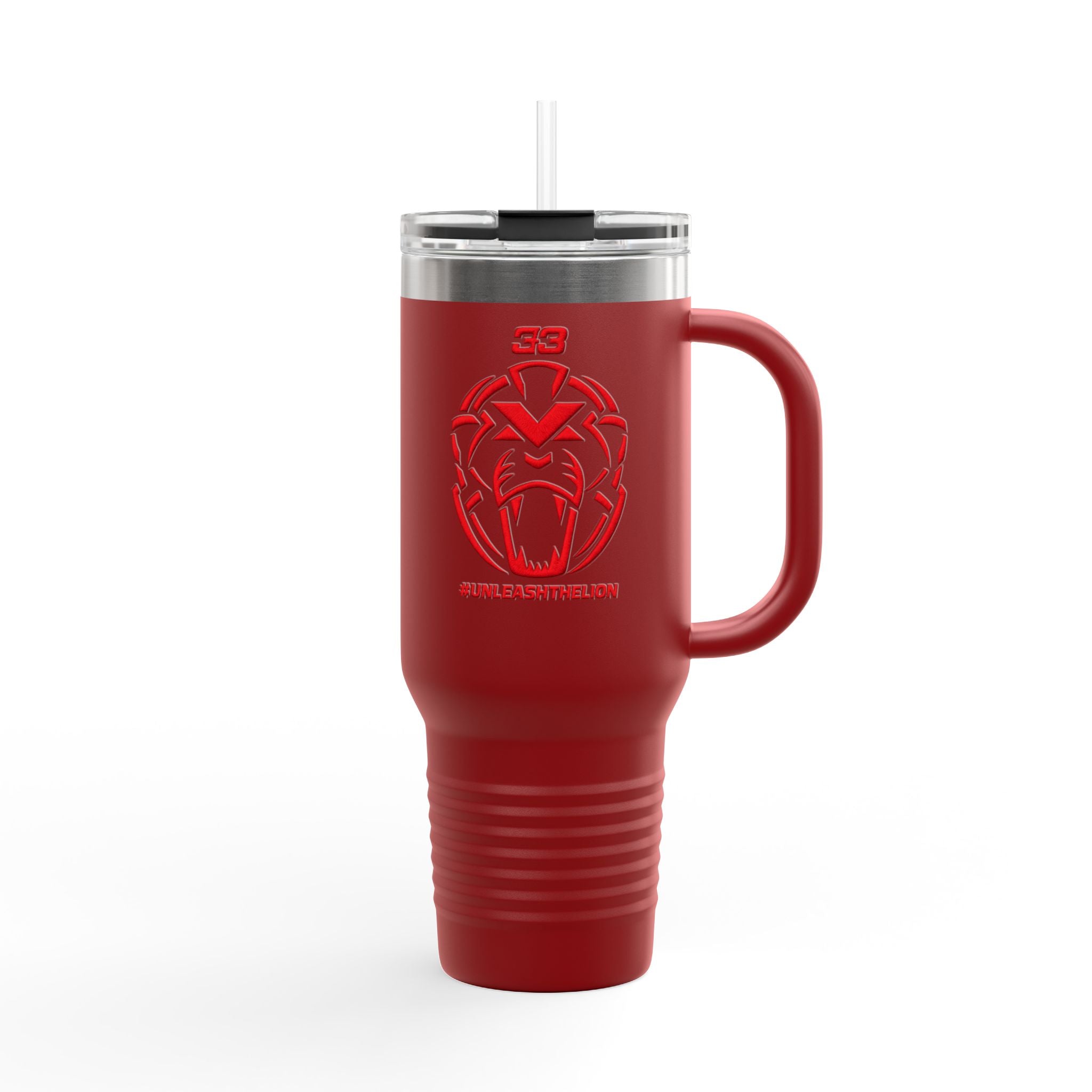 40oz Insulated Travel Mug — Red Lion Emblem "#UNLEASHTHELION"
