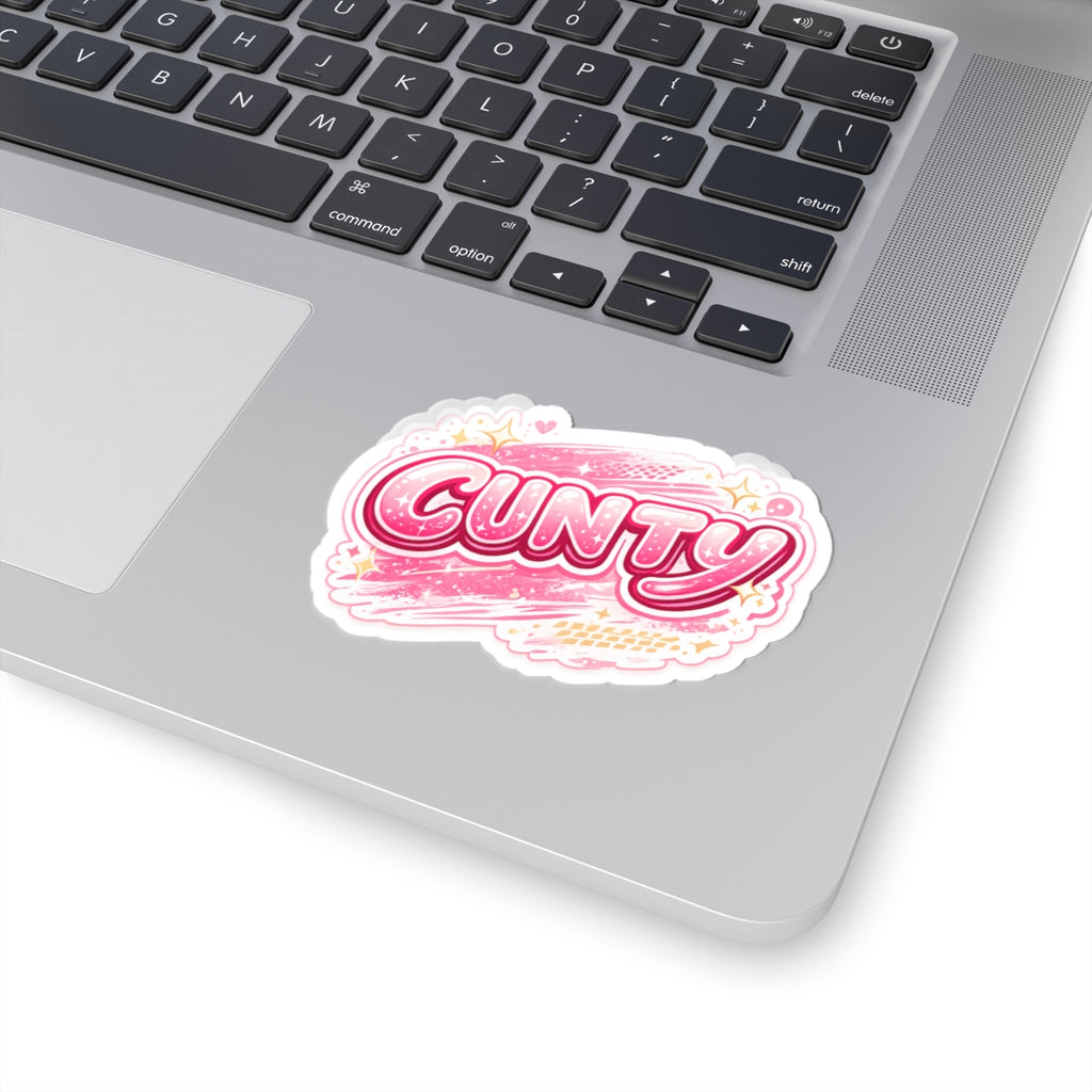 Edgy Pink Glitter "Cunty" Kiss-Cut Sticker