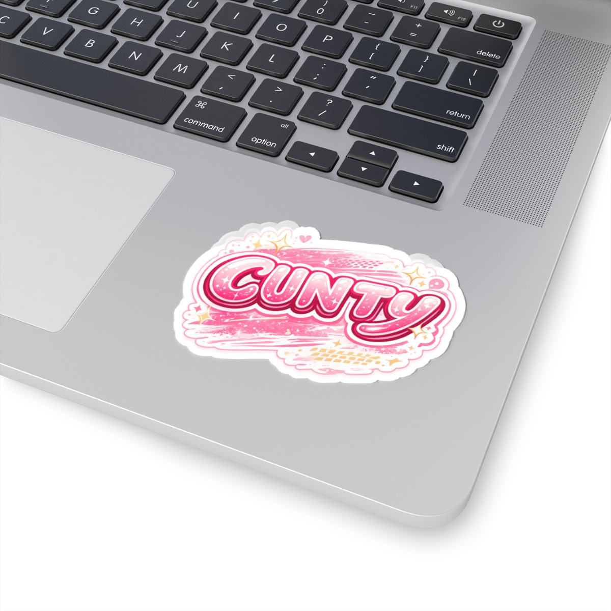 Edgy Pink Glitter "Cunty" Kiss-Cut Sticker