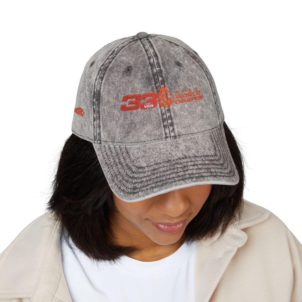 Unleash The Lion #33 Max Verstappen Vintage Embroidered Baseball Cap – Distressed Retro Logo Hat