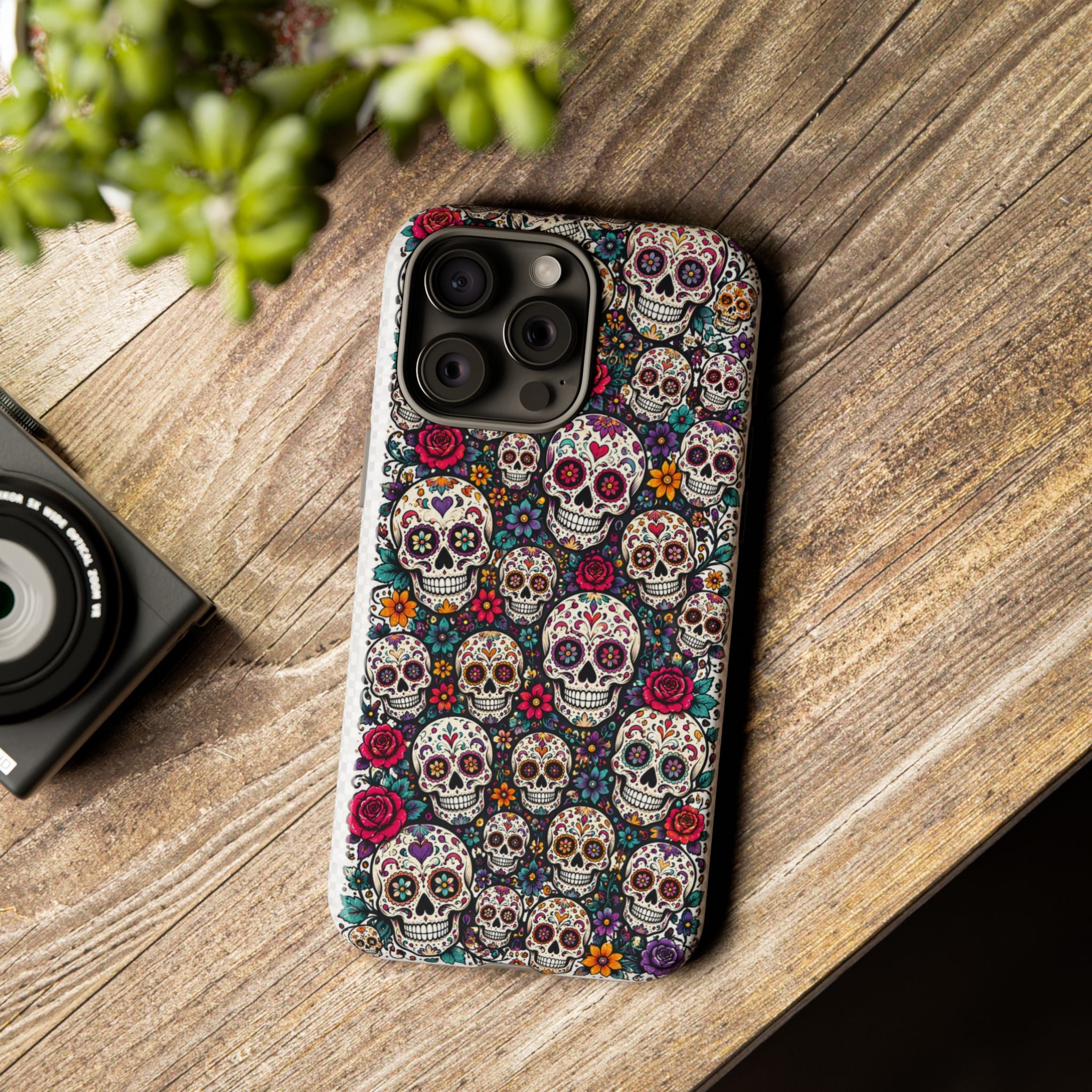 Sugar Skull Tough Phone Case — Floral Day of the Dead Protective Cover