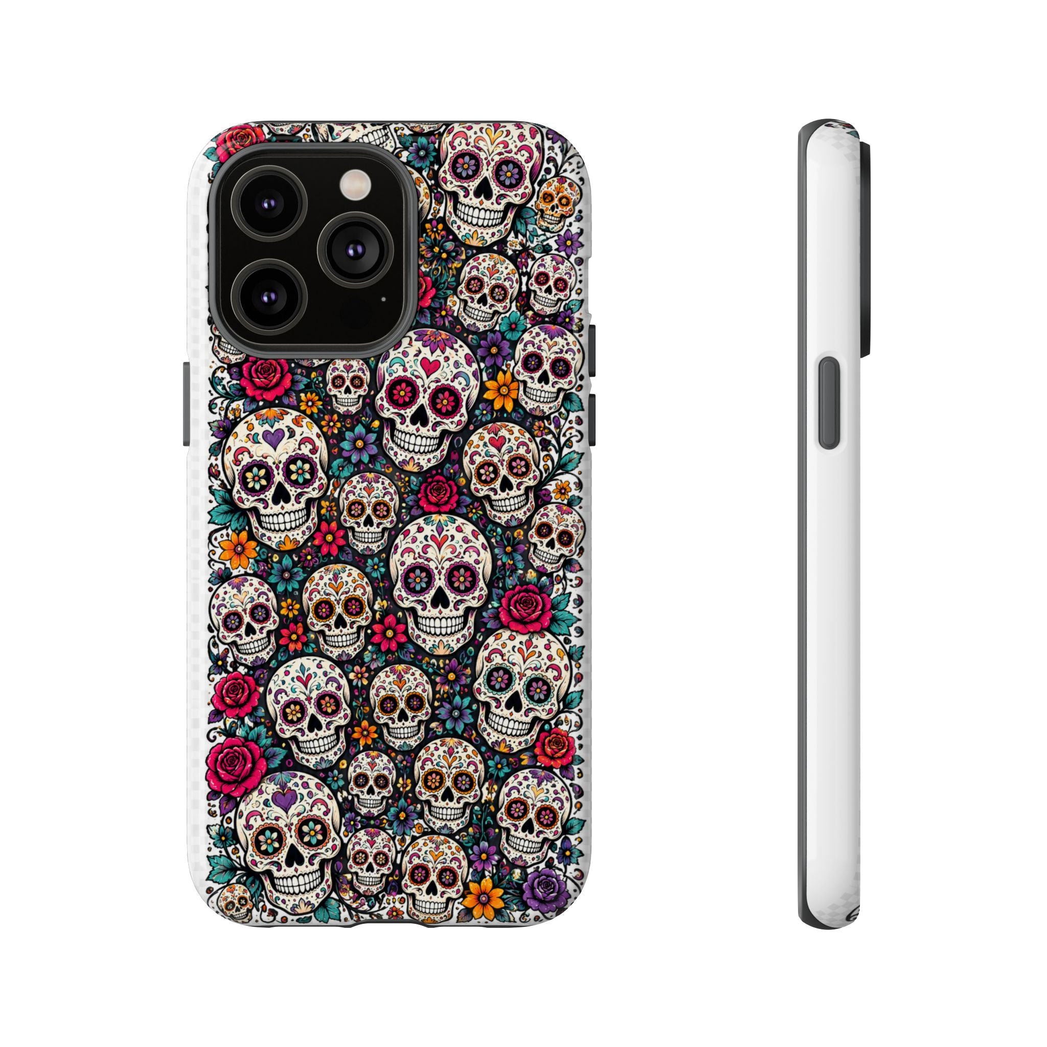 Sugar Skull Tough Phone Case — Floral Day of the Dead Protective Cover
