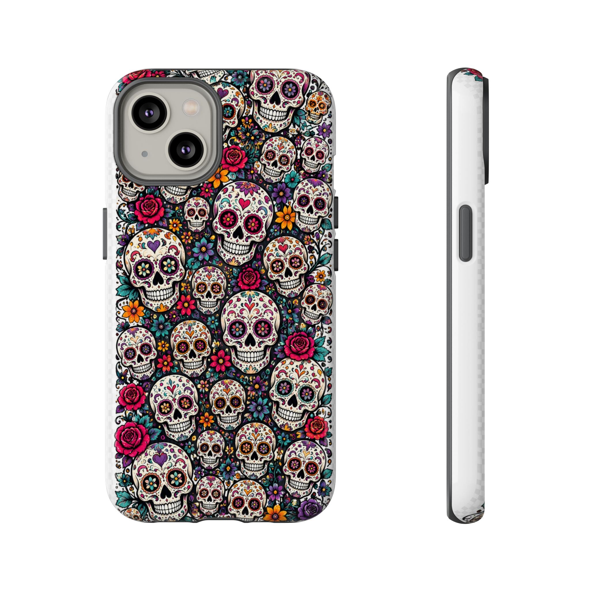Sugar Skull Tough Phone Case — Floral Day of the Dead Protective Cover