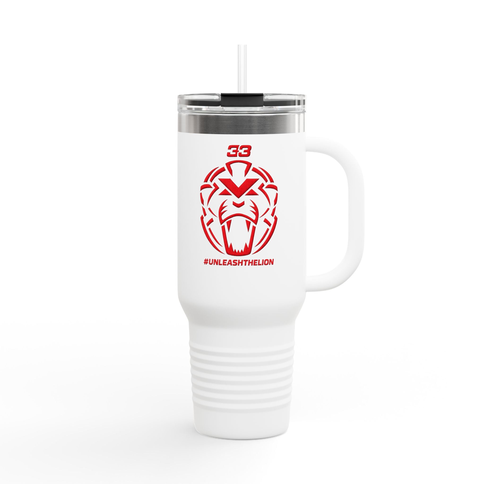 40oz Insulated Travel Mug — Red Lion Emblem "#UNLEASHTHELION"
