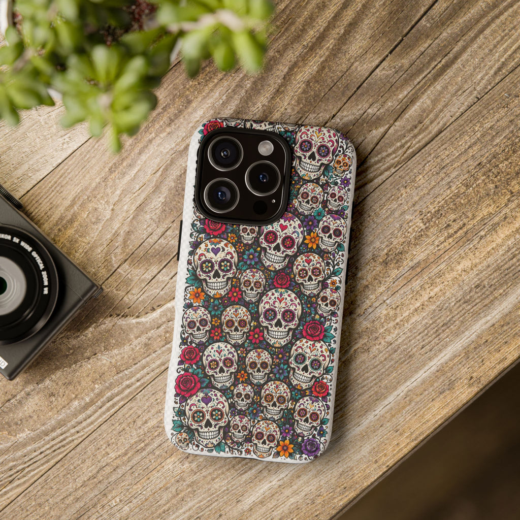 Sugar Skull Tough Phone Case — Floral Day of the Dead Protective Cover