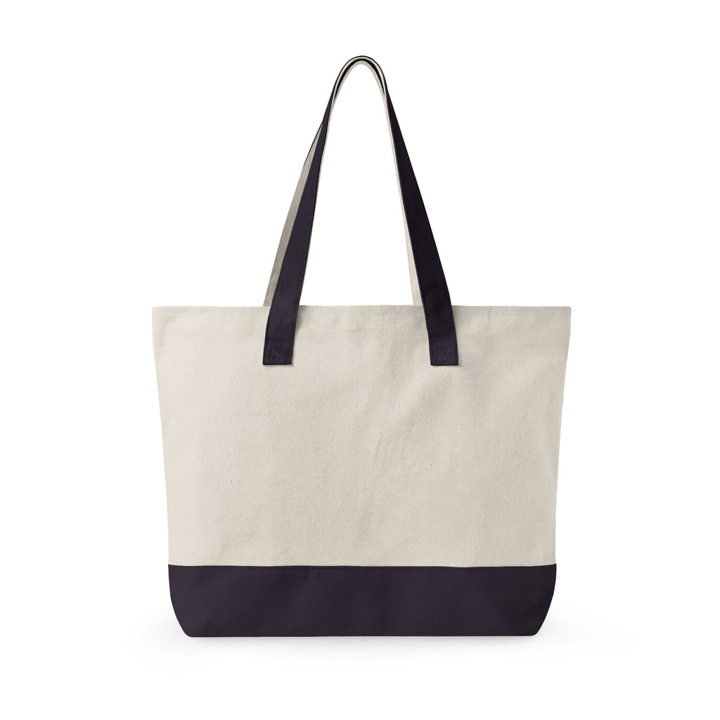 "Beach Bag / Beach Necessities" Zippered Canvas Tote, Summer Beach Tote Bag