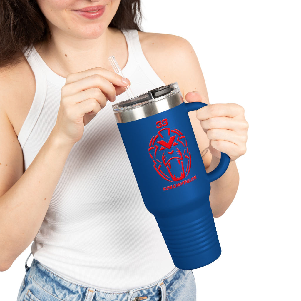 40oz Insulated Travel Mug — Red Lion Emblem "#UNLEASHTHELION"