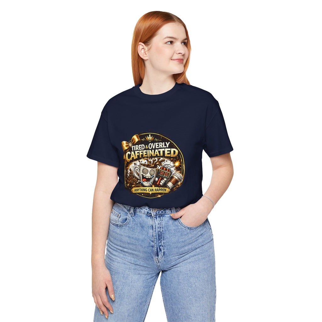 "Tired & Overly Caffeinated: Anything Can Happen" Coffee Graphic Tee