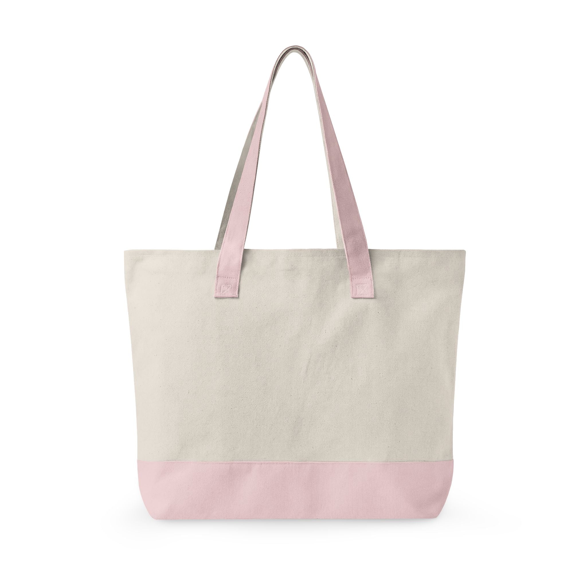 "Beach Bag / Beach Necessities" Zippered Canvas Tote, Summer Beach Tote Bag