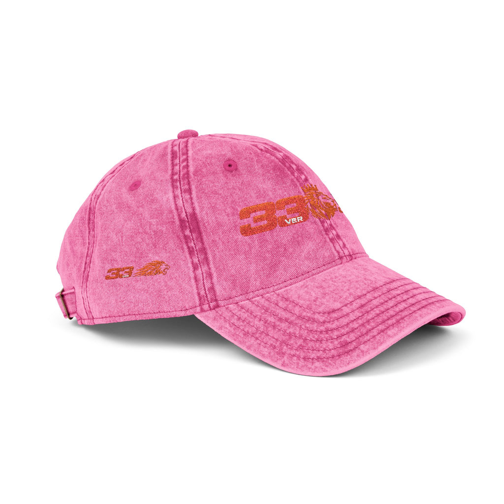 Unleash The Lion #33 Max Verstappen Vintage Embroidered Baseball Cap – Distressed Retro Logo Hat