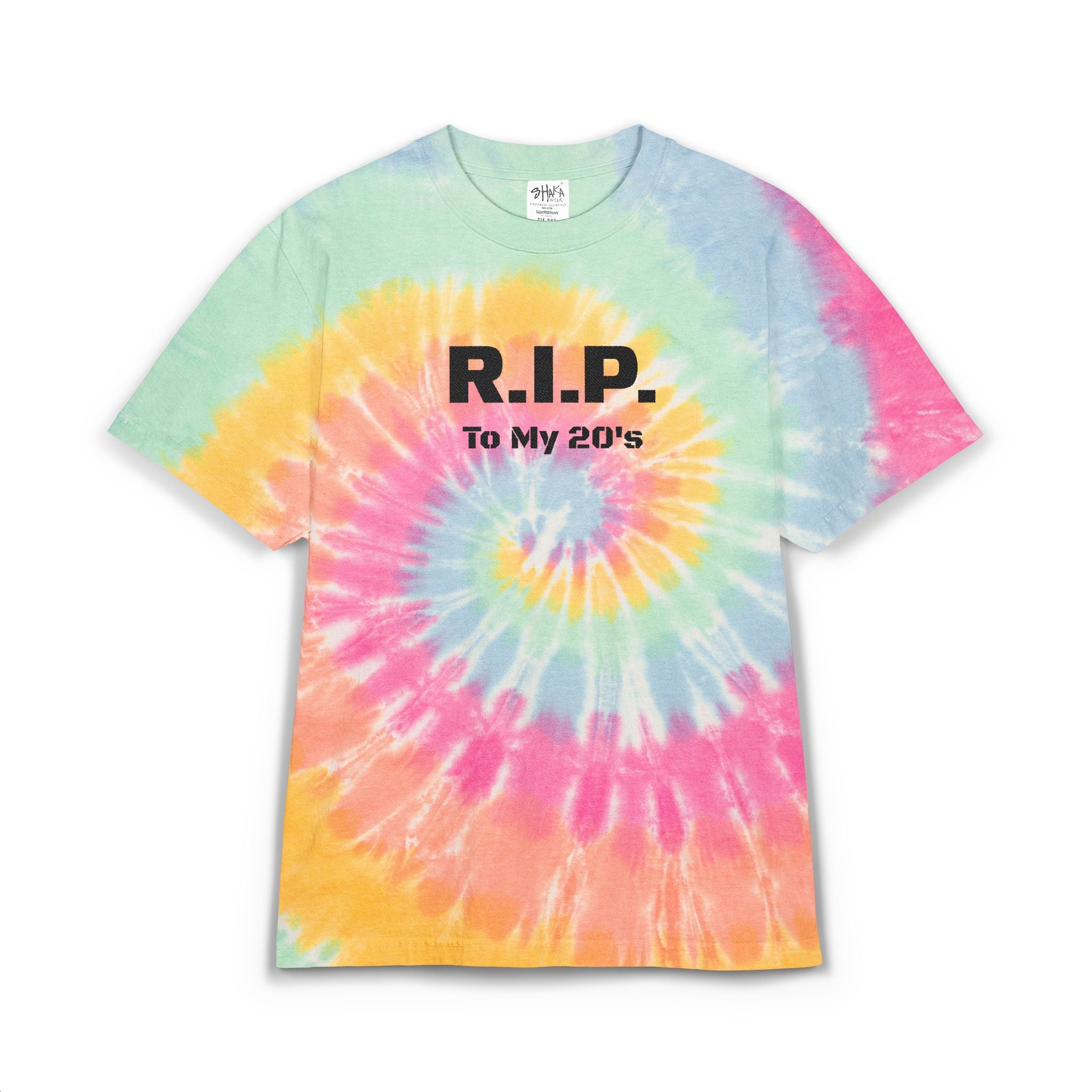 "R.I.P. To My 20s" Embroidered Oversized Tie-Dye T-shirtTee