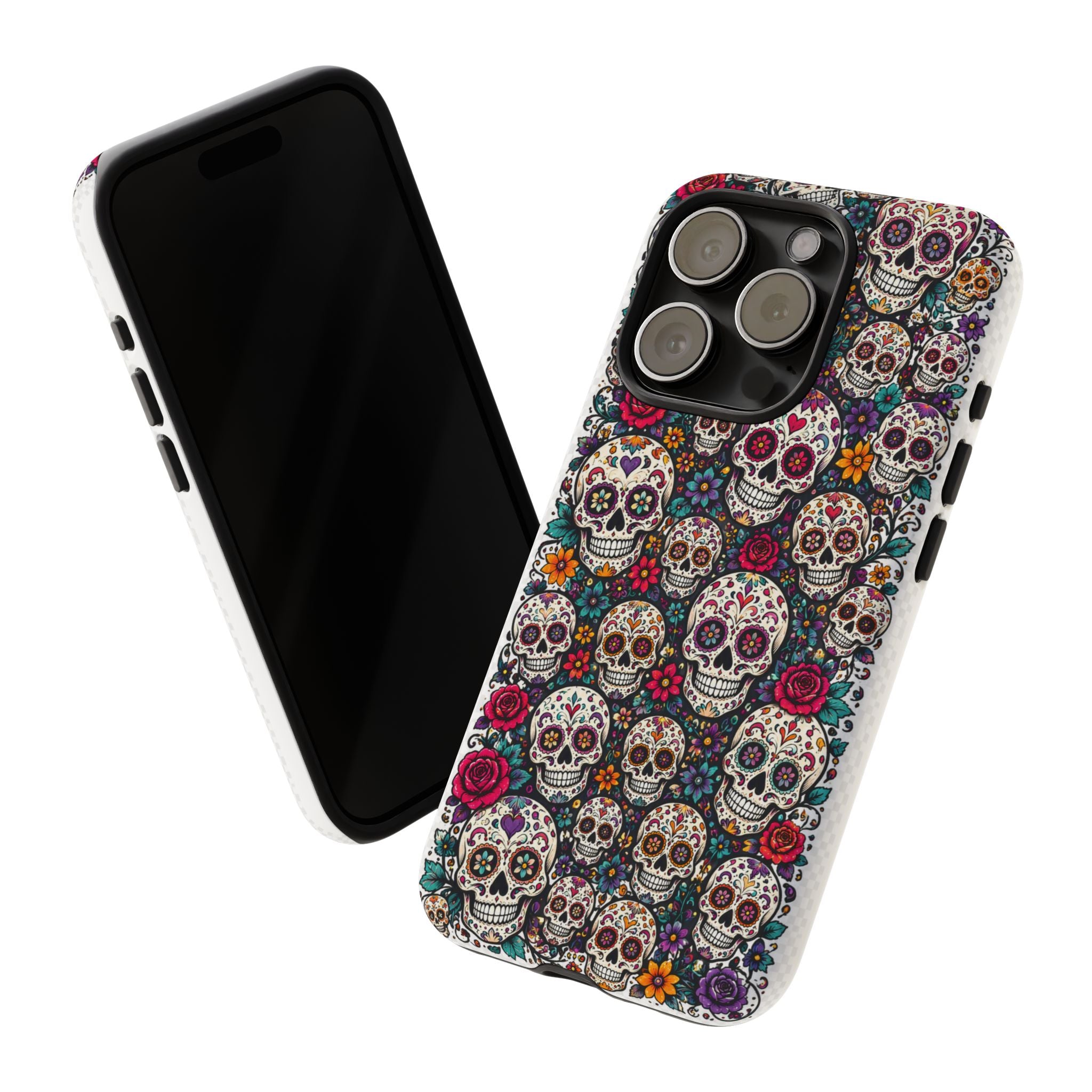 Sugar Skull Tough Phone Case — Floral Day of the Dead Protective Cover
