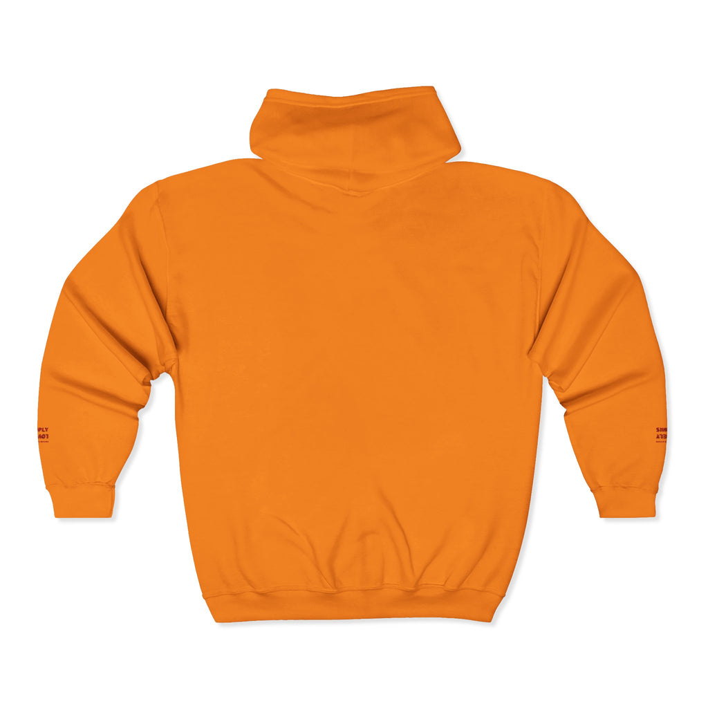 "Simply Lovely"  Zip Hoodie — Small Red Script Chest & Sleeve Design
