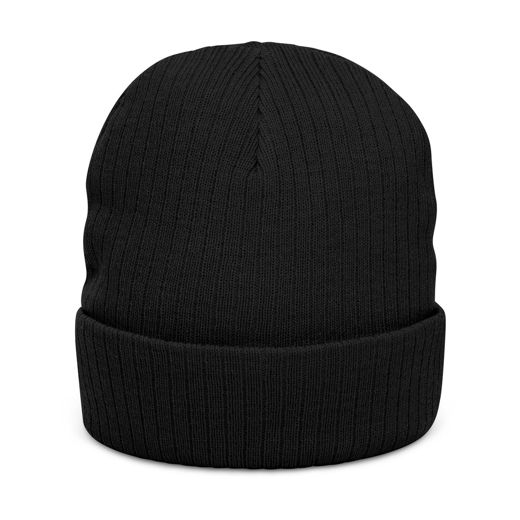 Embroidered Ribbed Beanie — 'SIMPLY LOVELY' Orange Logo Knit Hat