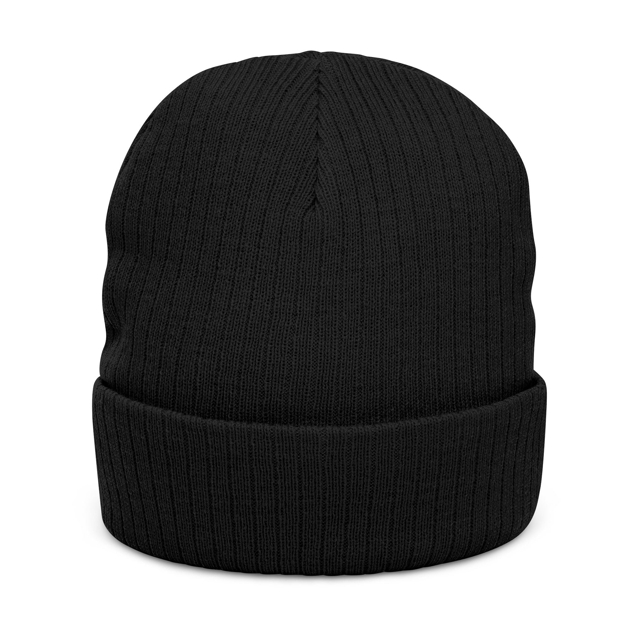 Embroidered Ribbed Beanie — 'SIMPLY LOVELY' Orange Logo Knit Hat