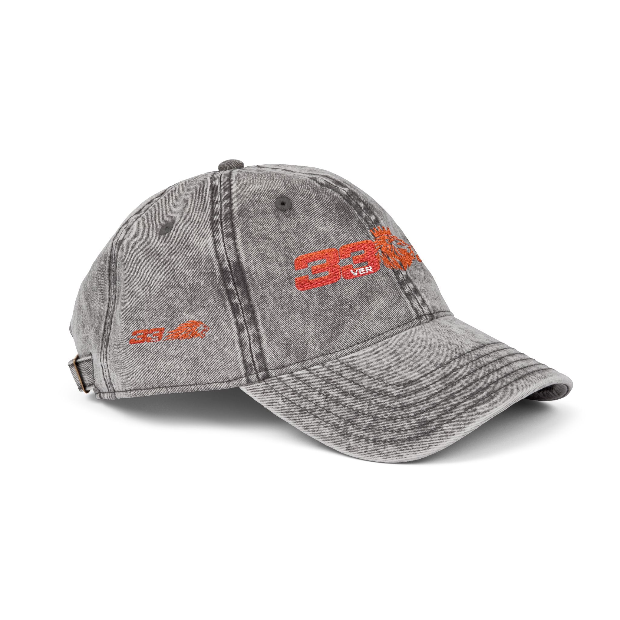 Unleash The Lion #33 Max Verstappen Vintage Embroidered Baseball Cap – Distressed Retro Logo Hat