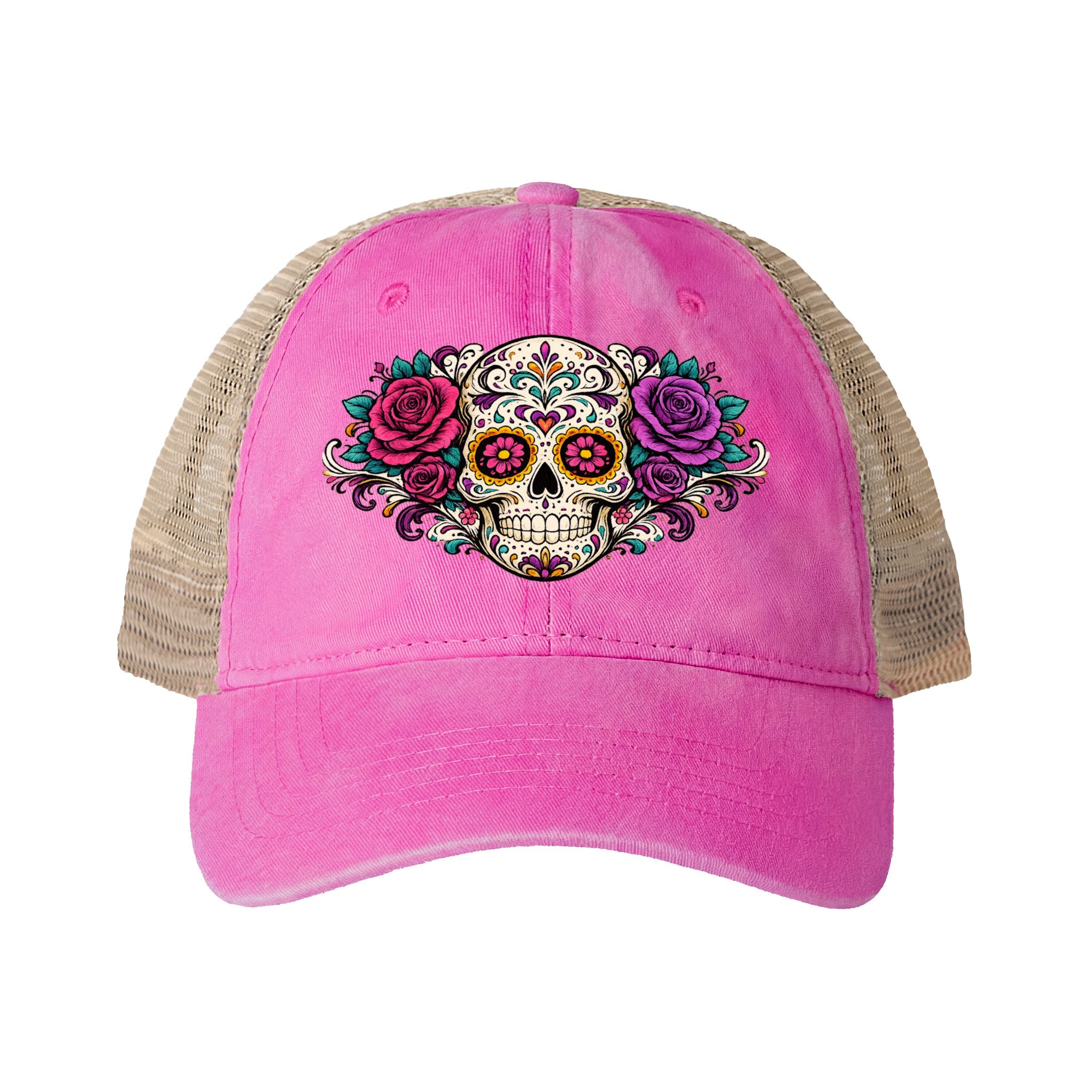 Sugar Skull Women's Washed Mesh Back Cap