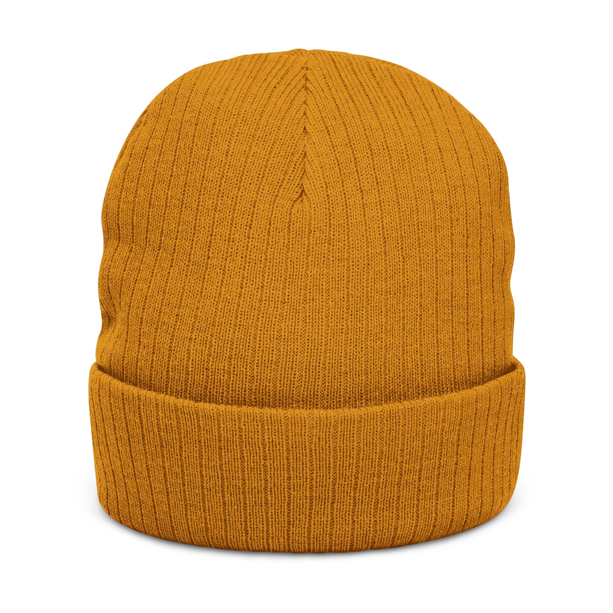Embroidered Ribbed Beanie — 'SIMPLY LOVELY' Orange Logo Knit Hat