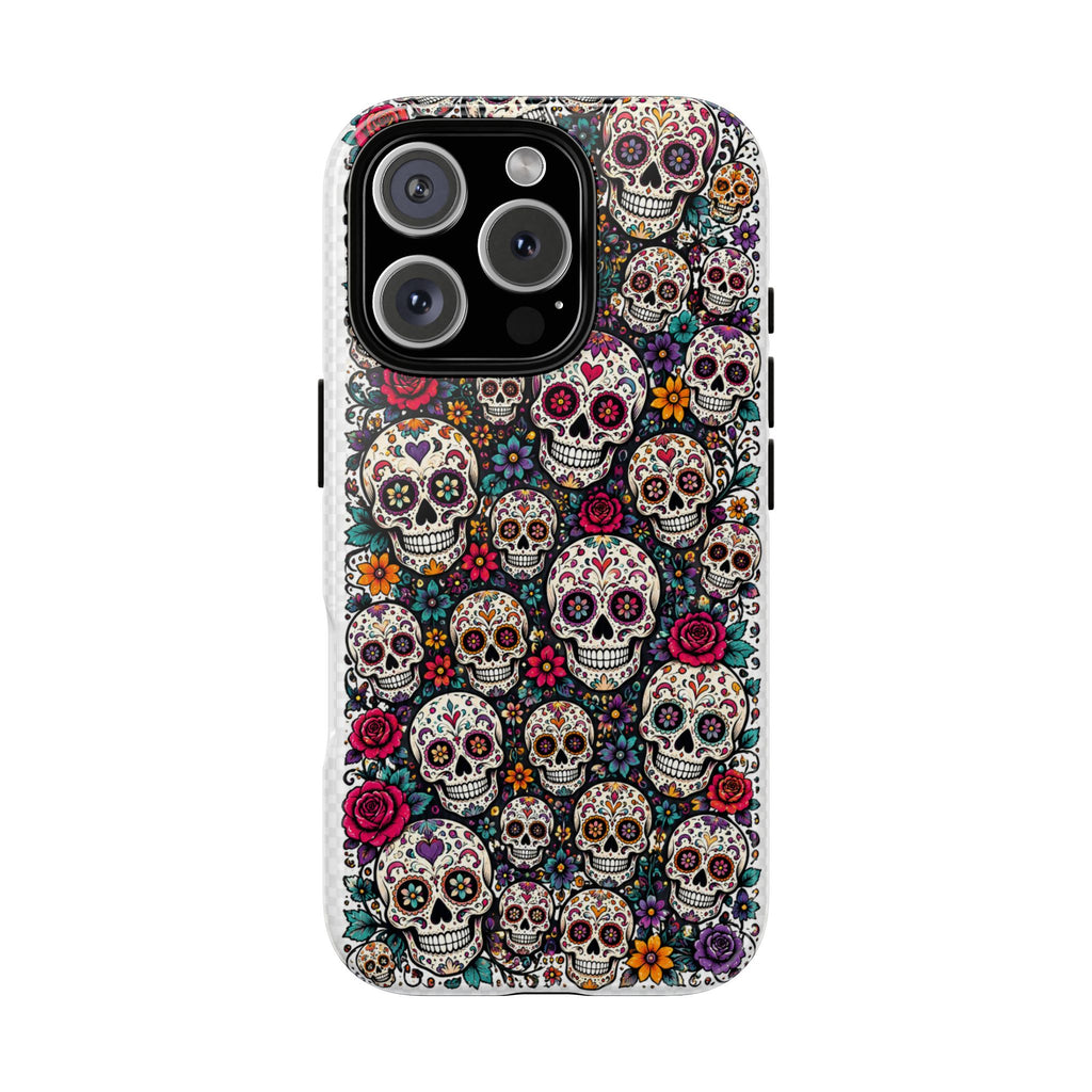 Sugar Skull Tough Phone Case — Floral Day of the Dead Protective Cover