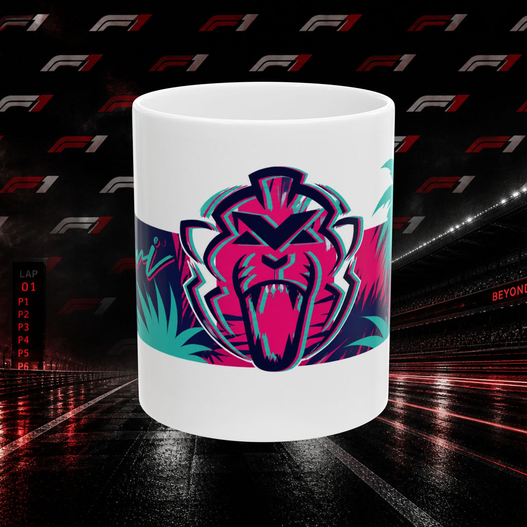 Verstappen Ceramic Mug — Neon Tribal Lion Graphic Coffee Cup (11oz,15oz)