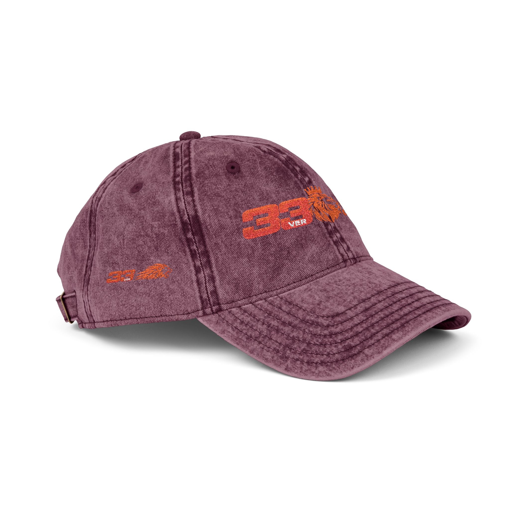 Unleash The Lion #33 Max Verstappen Vintage Embroidered Baseball Cap – Distressed Retro Logo Hat