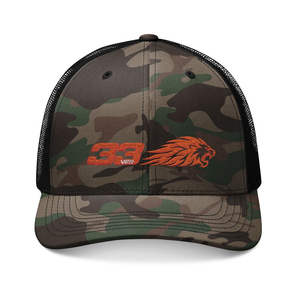Verstappen Trucker Hat— Embroidered Orange Lion & '38' Patch