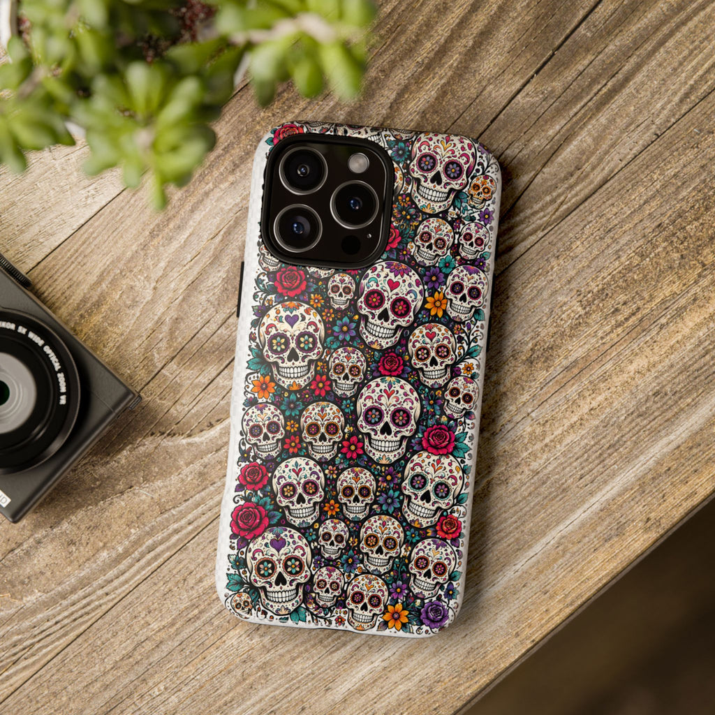 Sugar Skull Tough Phone Case — Floral Day of the Dead Protective Cover