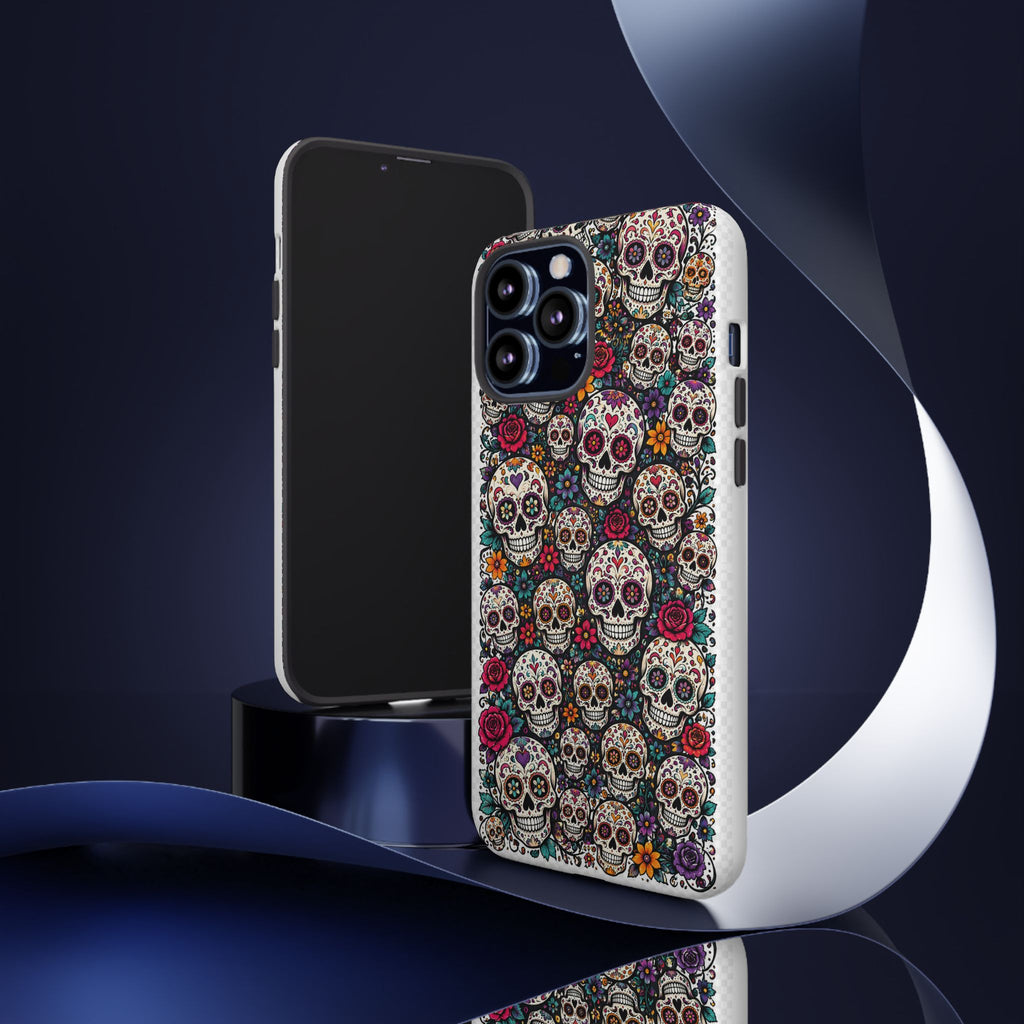 Sugar Skull Tough Phone Case — Floral Day of the Dead Protective Cover