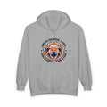 "UNLEASH THE LION" Full-Zip Hoodie — Bold Orange & Blue Geometric Tiger Emblem