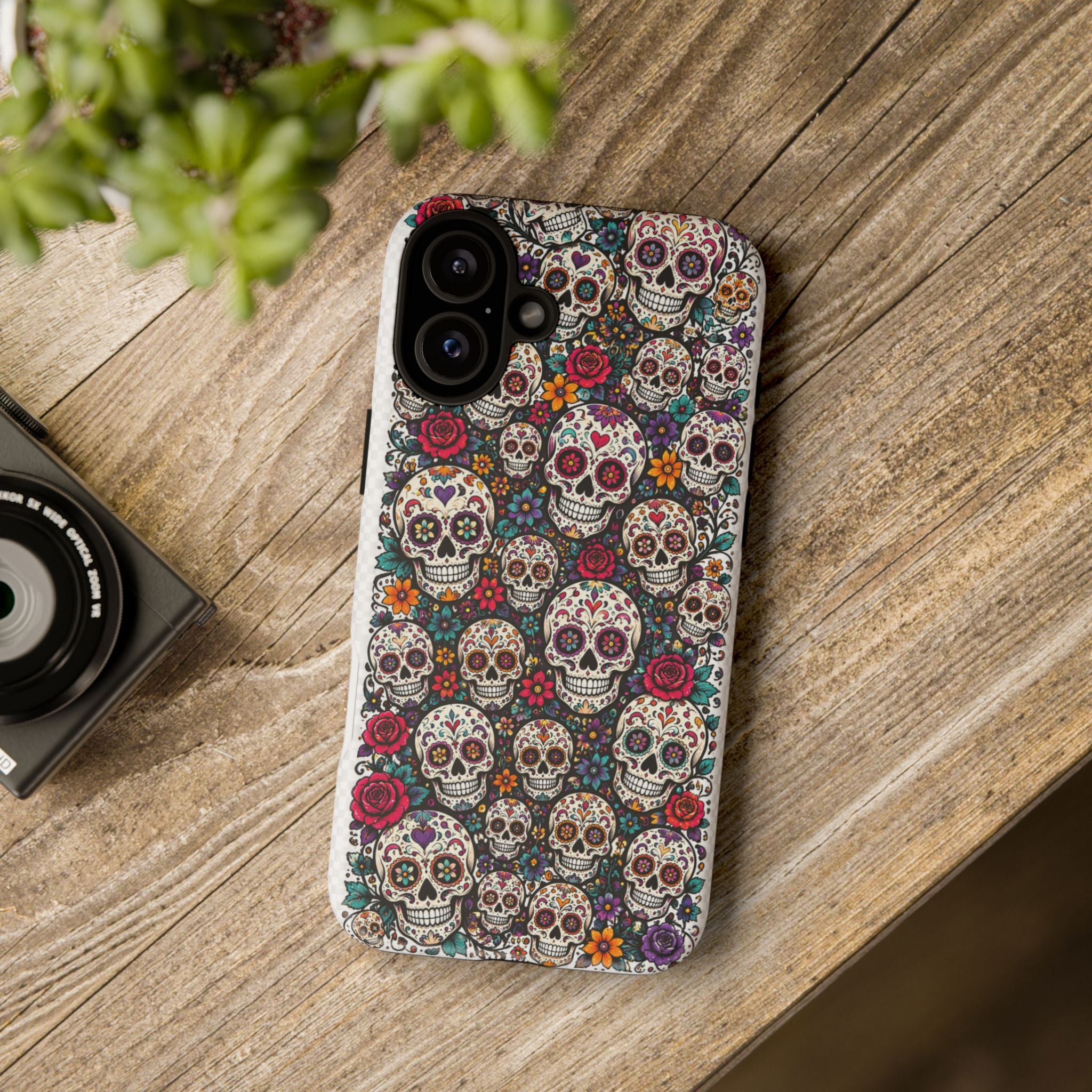 Sugar Skull Tough Phone Case — Floral Day of the Dead Protective Cover