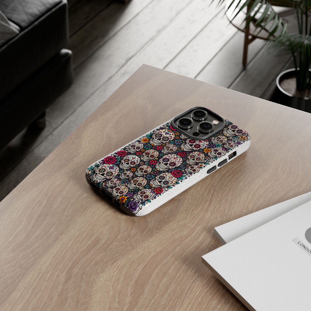 Sugar Skull Tough Phone Case — Floral Day of the Dead Protective Cover