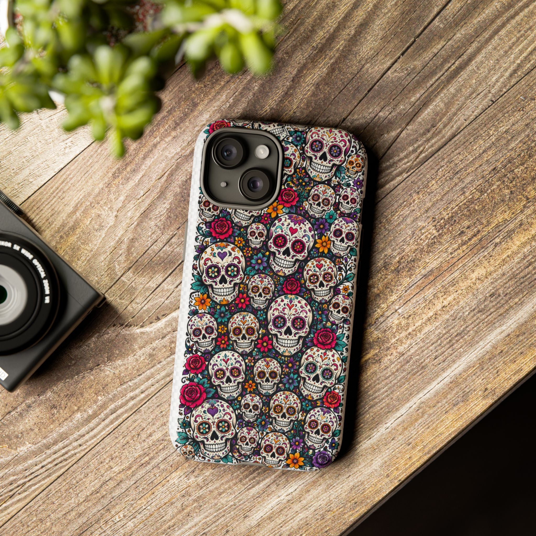 Sugar Skull Tough Phone Case — Floral Day of the Dead Protective Cover