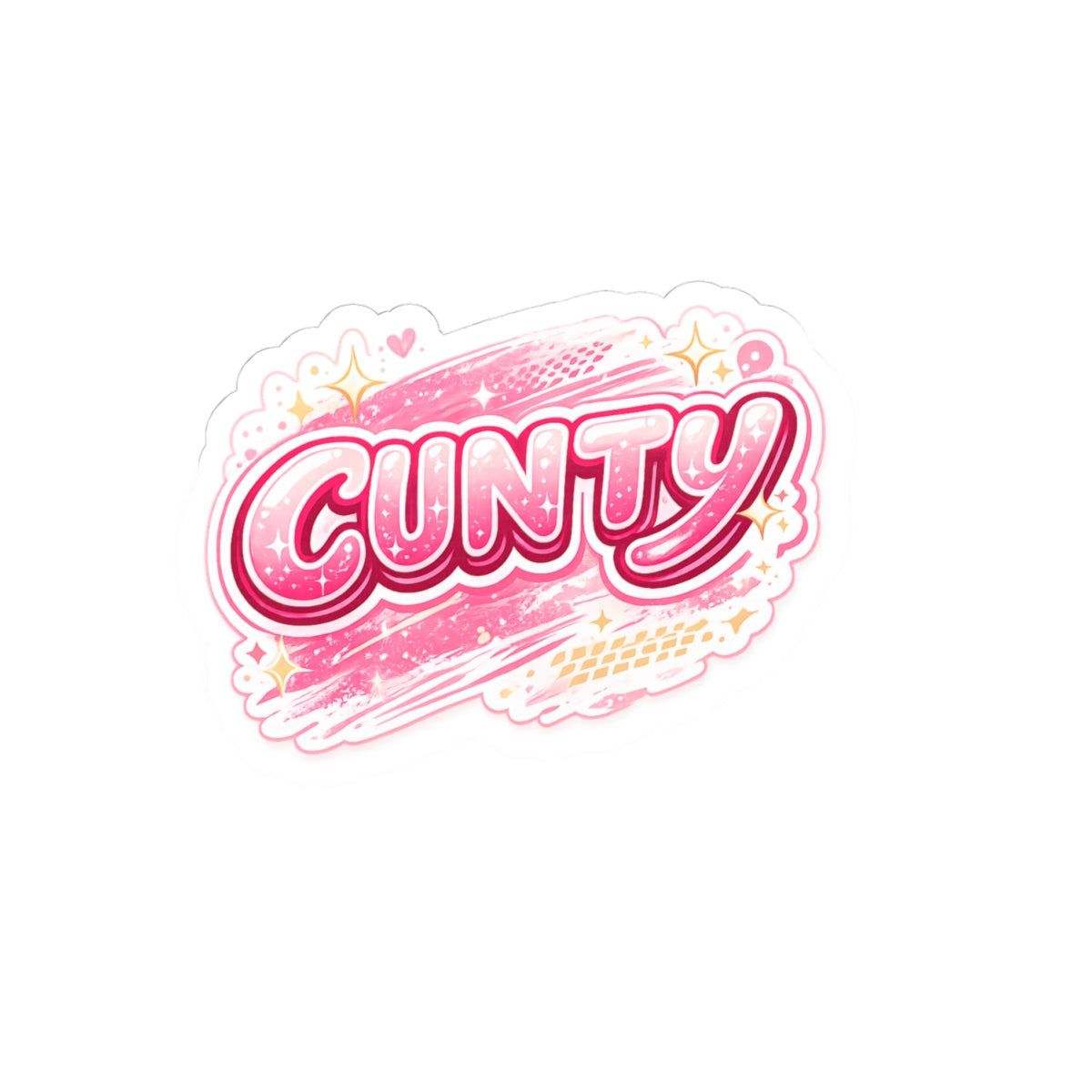 Edgy Pink Glitter "Cunty" Kiss-Cut Sticker
