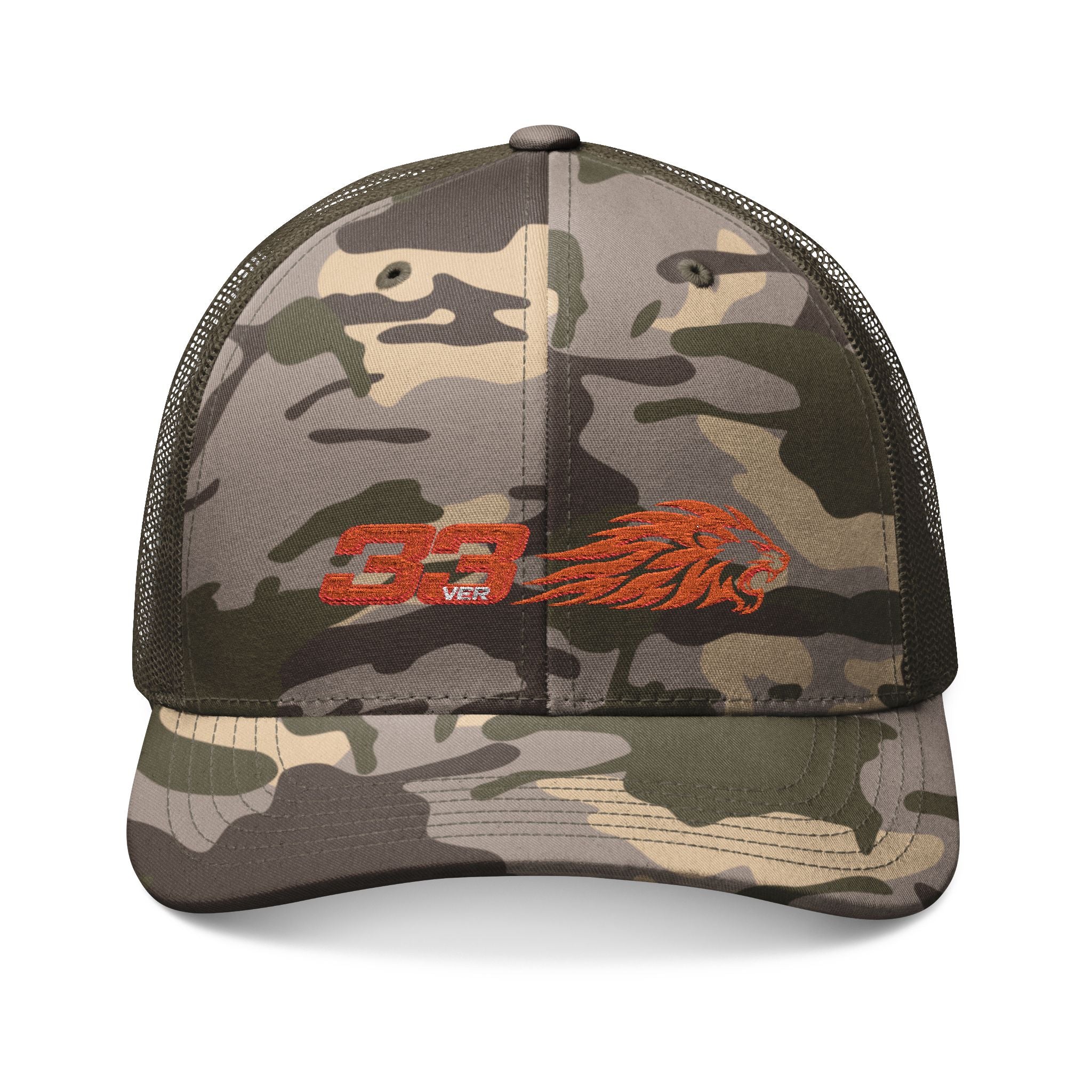 Verstappen Trucker Hat— Embroidered Orange Lion & '38' Patch