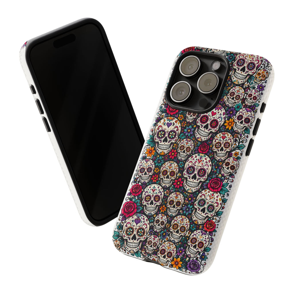 Sugar Skull Tough Phone Case — Floral Day of the Dead Protective Cover