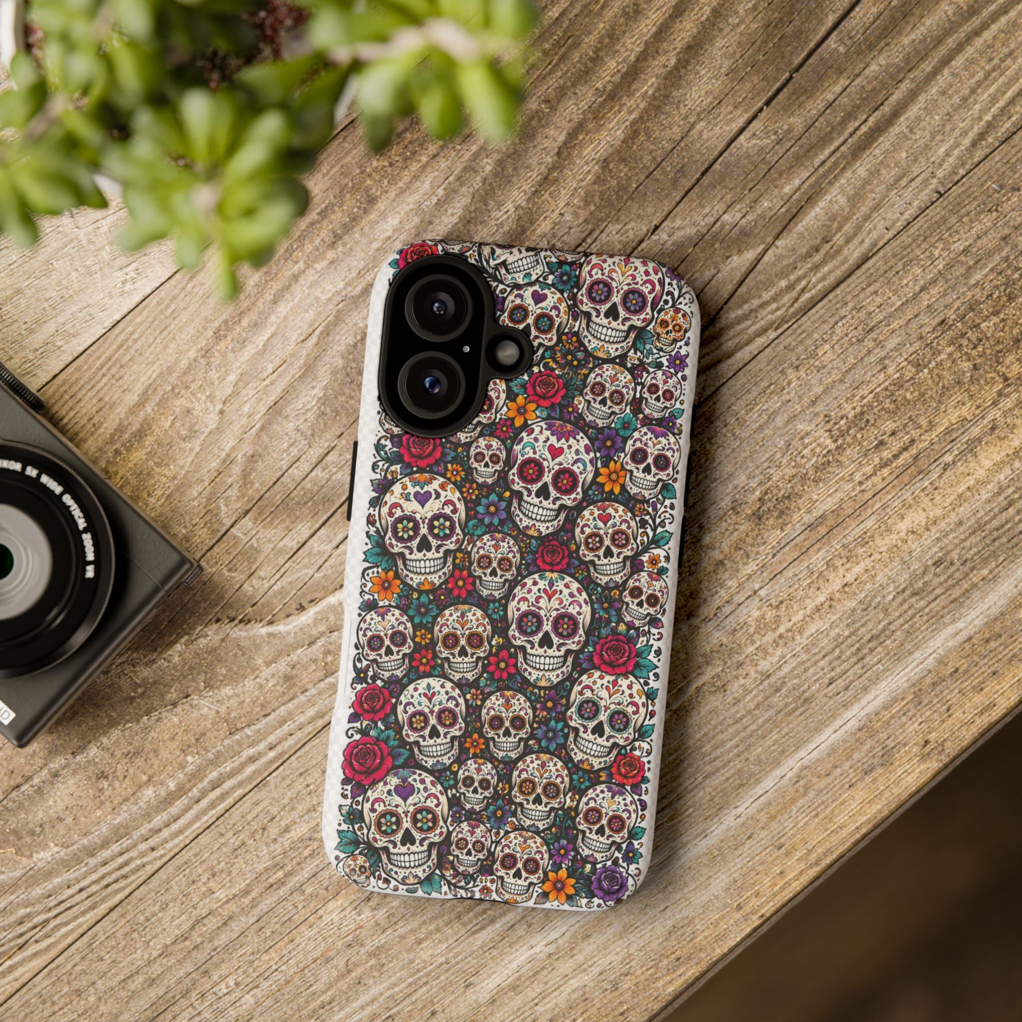 Sugar Skull Tough Phone Case — Floral Day of the Dead Protective Cover